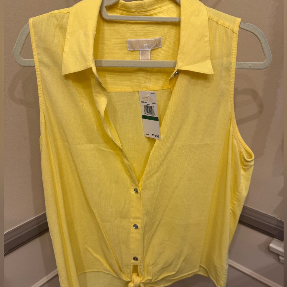 NWT | Michael Kors collared tie wast tank